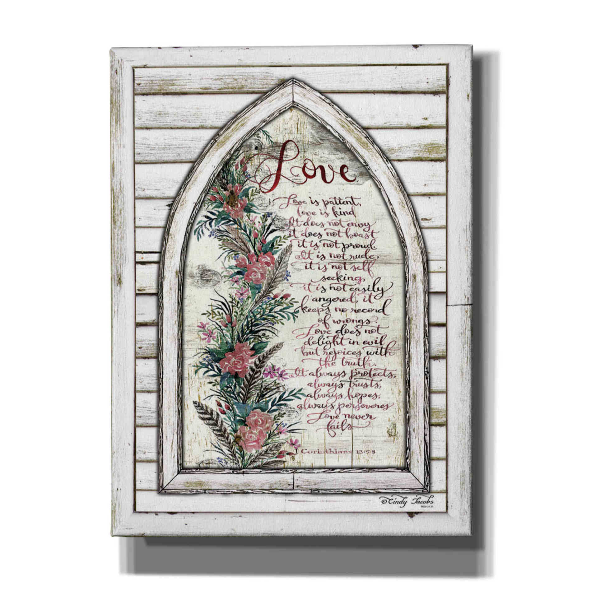 'Love is Patient Arch with Flowers' by Cindy Jacobs, Canvas Wall Art