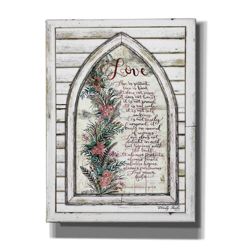 Image of 'Love is Patient Arch with Flowers' by Cindy Jacobs, Canvas Wall Art