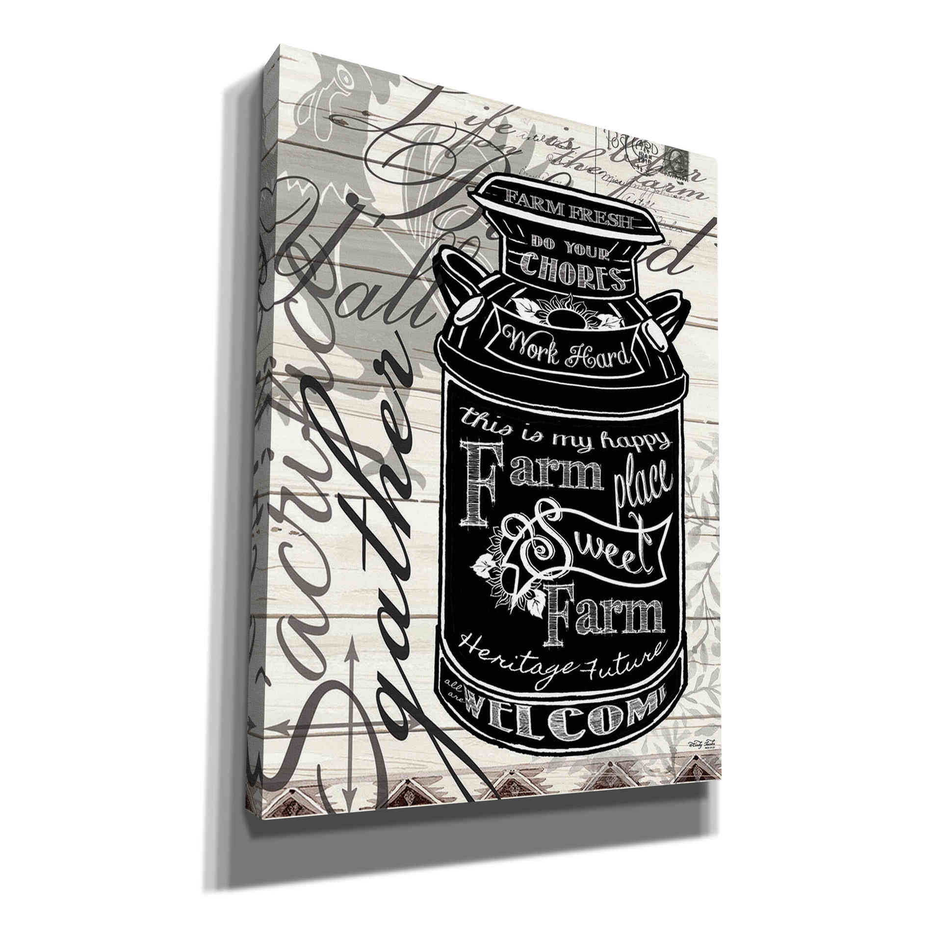 'Farm Sweet Farm Milk Can' by Cindy Jacobs, Canvas Wall Art