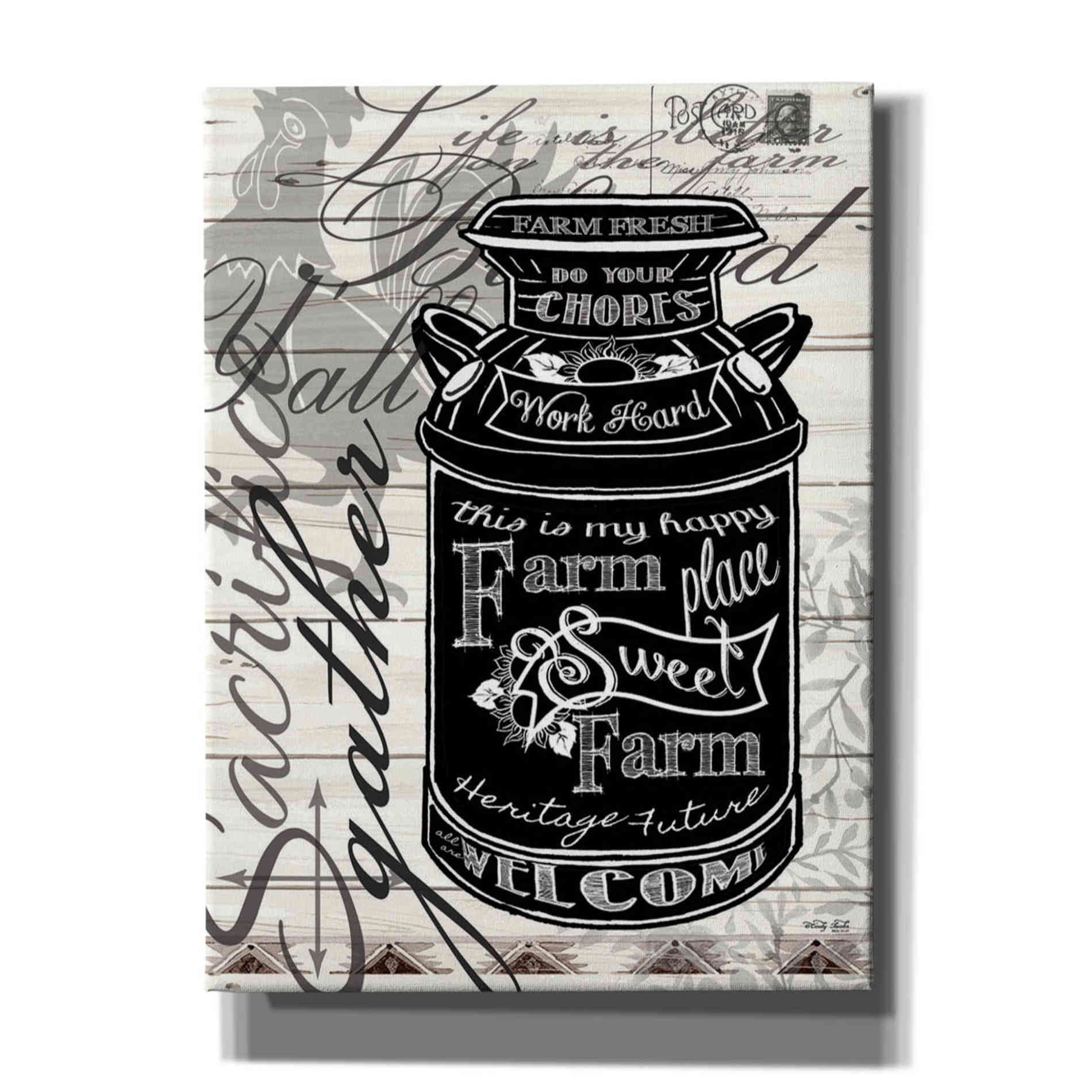 'Farm Sweet Farm Milk Can' by Cindy Jacobs, Canvas Wall Art