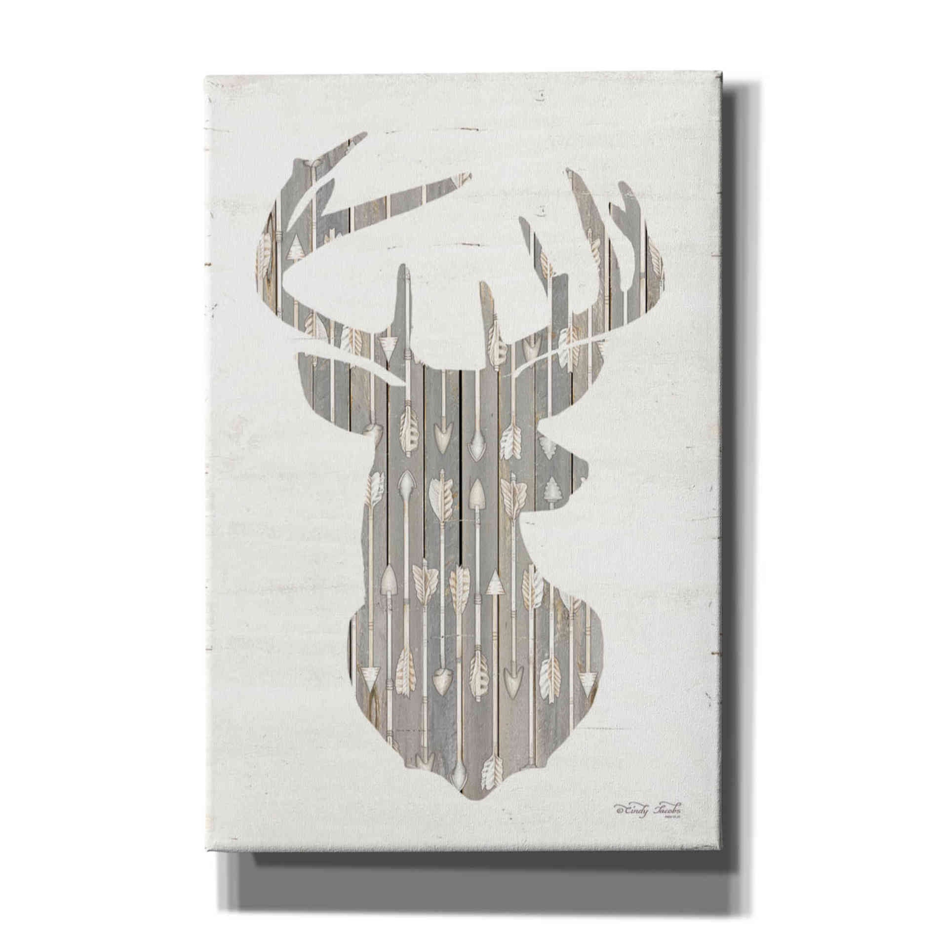 'Deer and Arrows Silhouette' by Cindy Jacobs, Canvas Wall Art