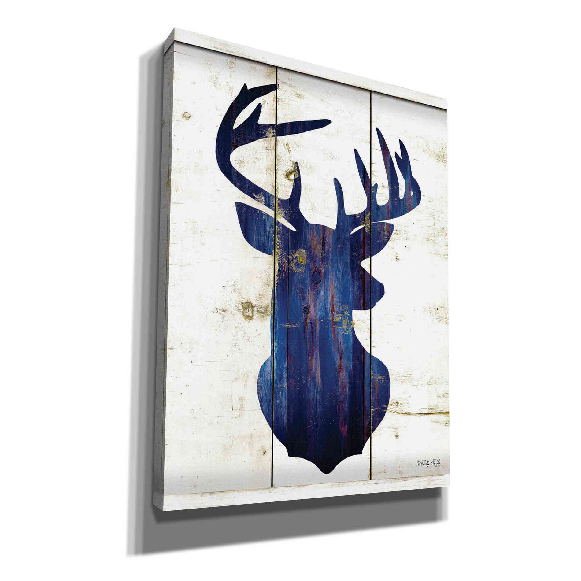 'Midnight Blue Deer III' by Cindy Jacobs, Canvas Wall Art