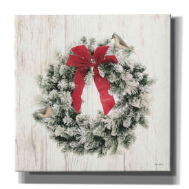 'Titmouse Christmas Wreath' by Lori Deiter, Canvas Wall Art