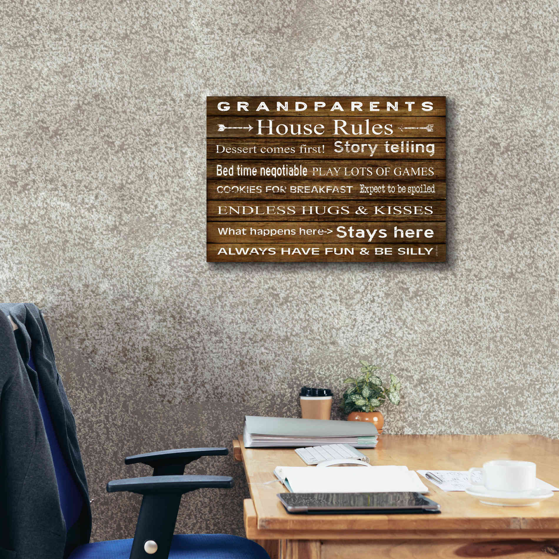 'Grandparents House Rules' by Cindy Jacobs, Canvas Wall Art,26 x 18