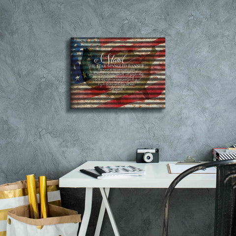 Image of 'I Stand American Flag on Metal' by Cindy Jacobs, Canvas Wall Art,16 x 12