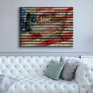 'I Stand American Flag on Metal' by Cindy Jacobs, Canvas Wall Art,54 x 40