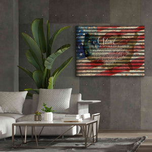 'I Stand American Flag on Metal' by Cindy Jacobs, Canvas Wall Art,54 x 40