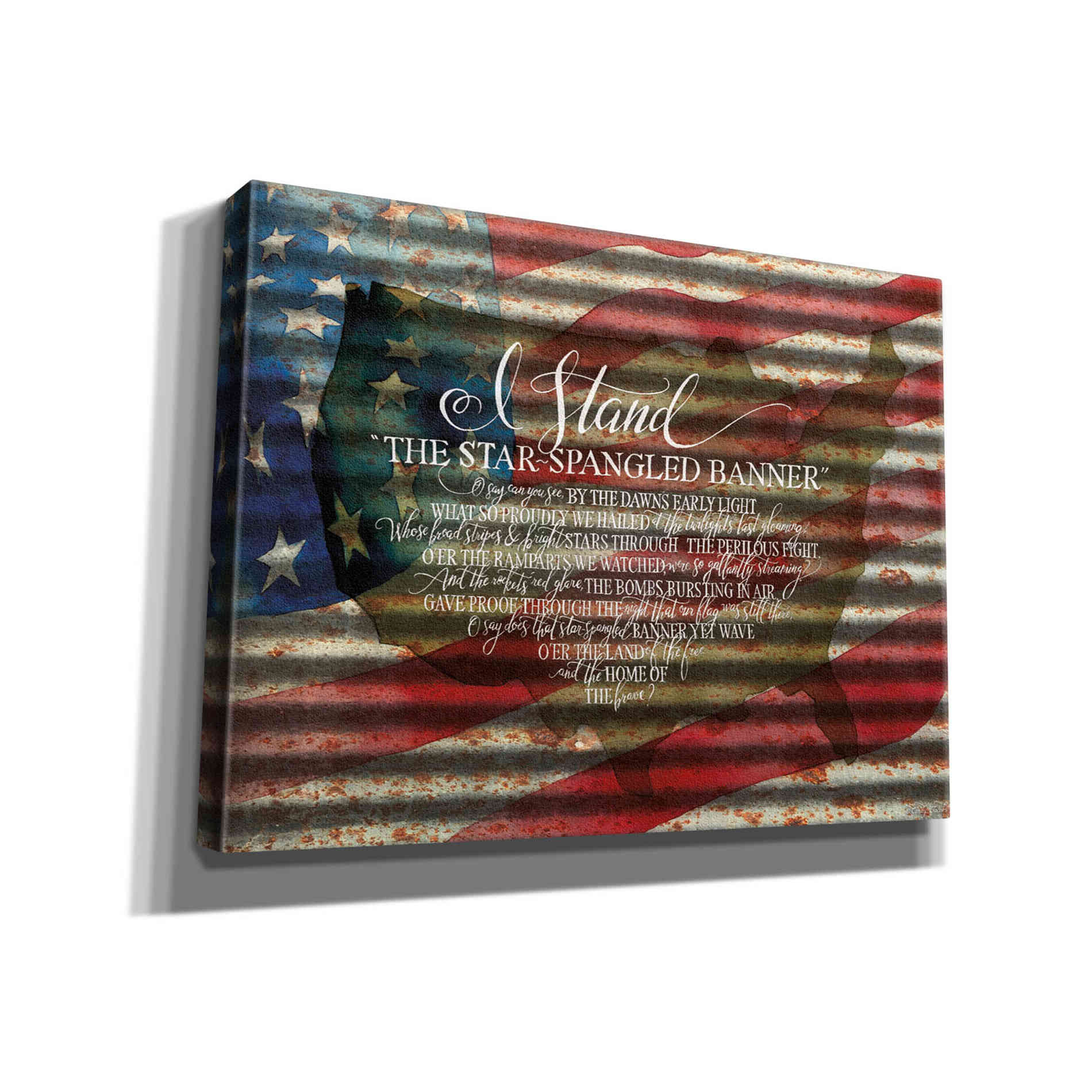 'I Stand American Flag on Metal' by Cindy Jacobs, Canvas Wall Art