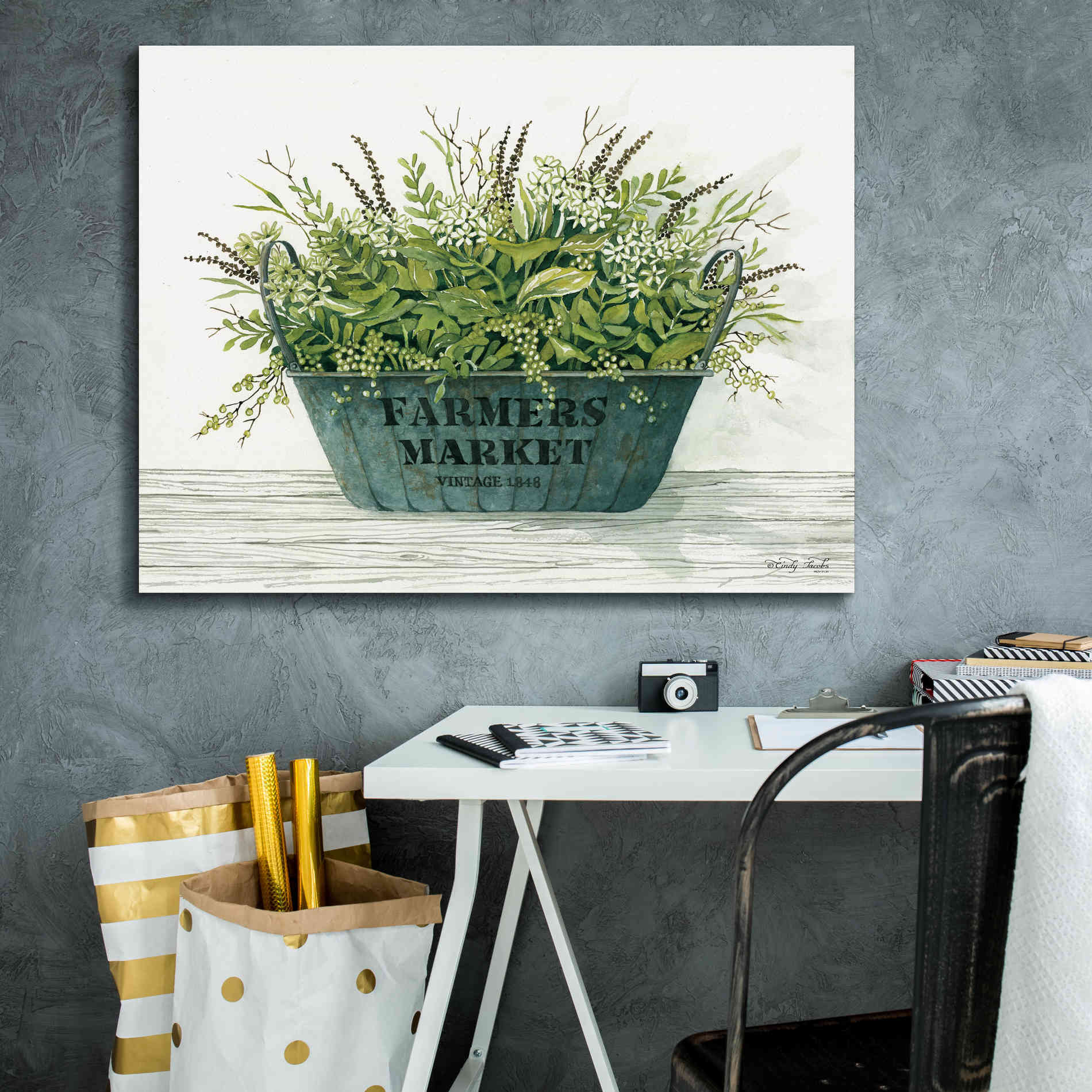'Farmer's Market Vintage 1848' by Cindy Jacobs, Canvas Wall Art,34 x 26