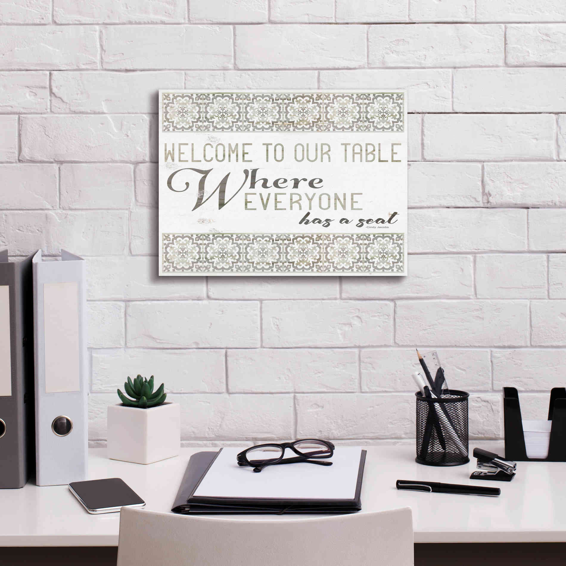 'Welcome to Our Table' by Cindy Jacobs, Canvas Wall Art,16 x 12