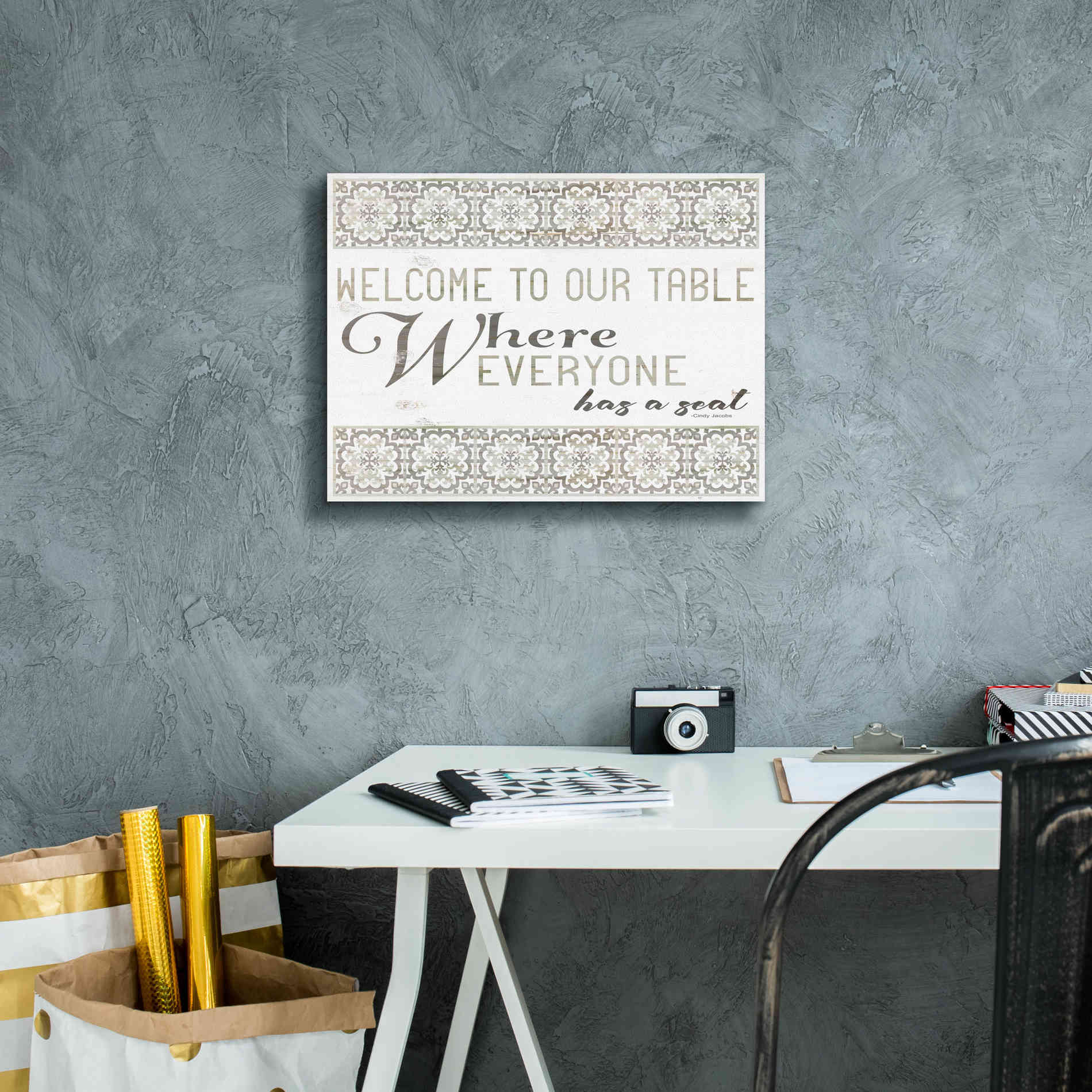 'Welcome to Our Table' by Cindy Jacobs, Canvas Wall Art,16 x 12
