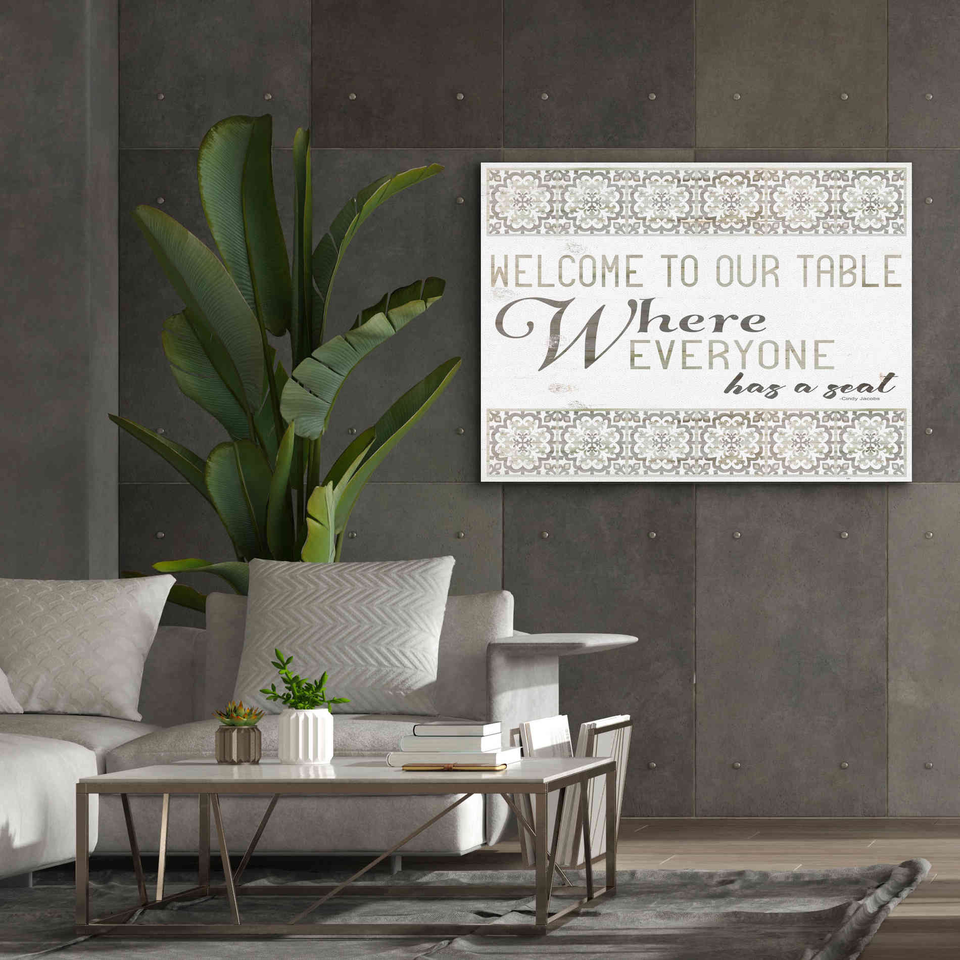 'Welcome to Our Table' by Cindy Jacobs, Canvas Wall Art,54 x 40