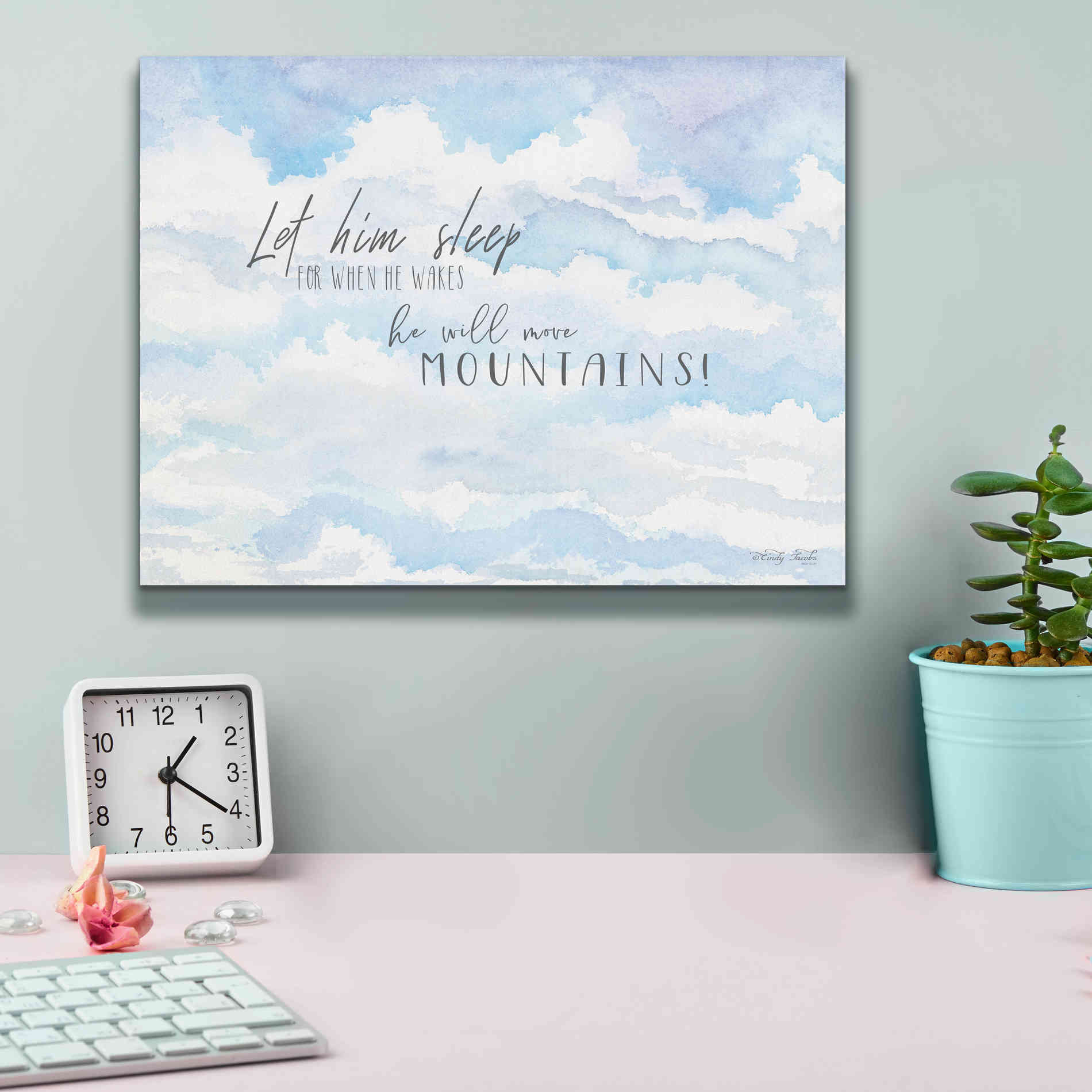 'Let Him Sleep' by Cindy Jacobs, Canvas Wall Art,16 x 12