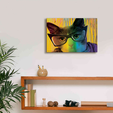 Image of 'Cat in Glasses' by Cindy Jacobs, Canvas Wall Art,18 x 12