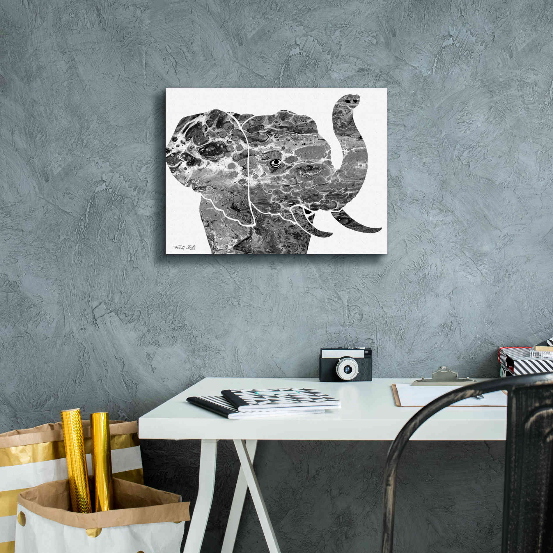 'Bright Elephant' by Cindy Jacobs, Canvas Wall Art,16 x 12