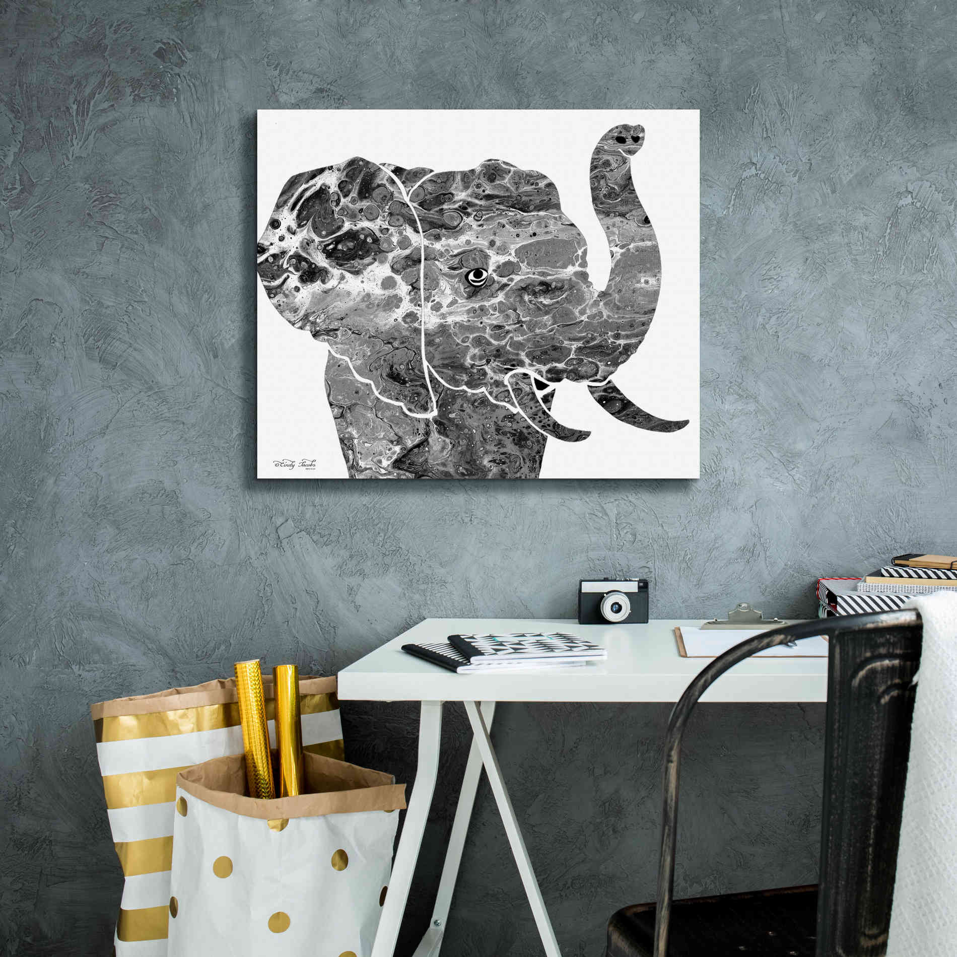 'Bright Elephant' by Cindy Jacobs, Canvas Wall Art,24 x 20