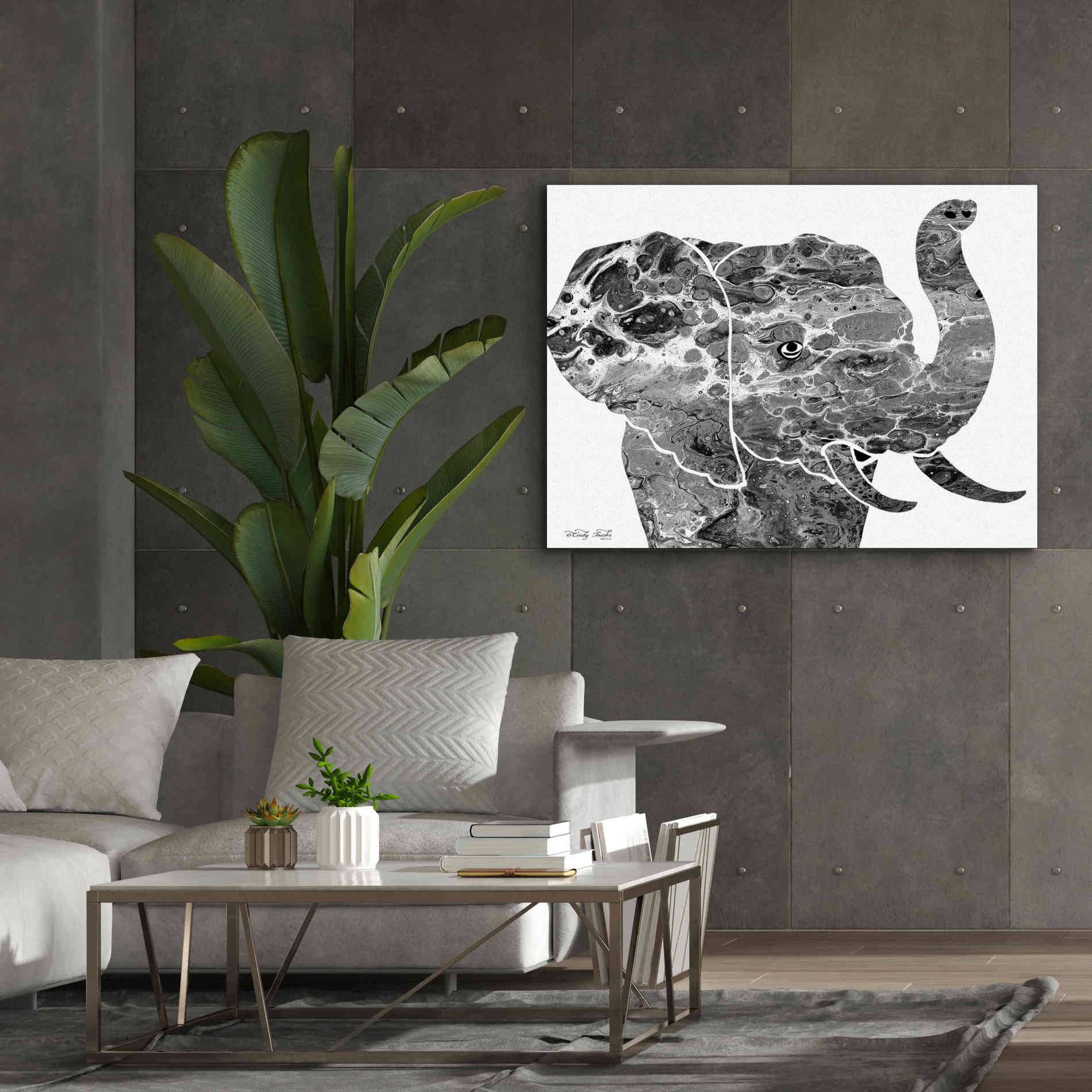 'Bright Elephant' by Cindy Jacobs, Canvas Wall Art,54 x 40