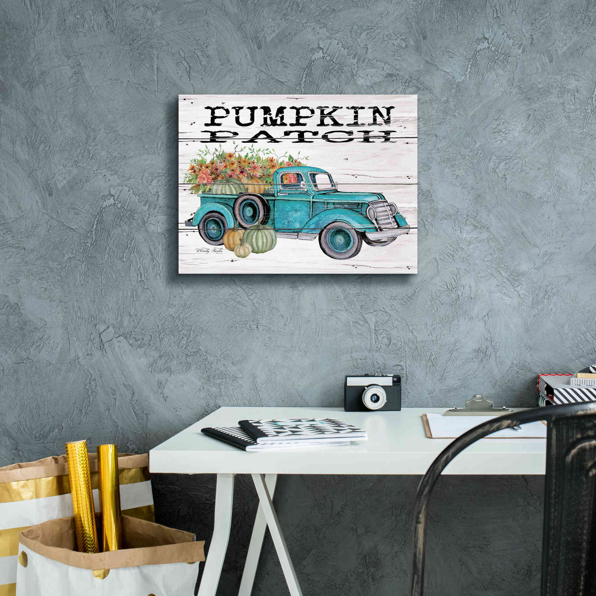'Pumpkin Patch Truck' by Cindy Jacobs, Canvas Wall Art,16 x 12