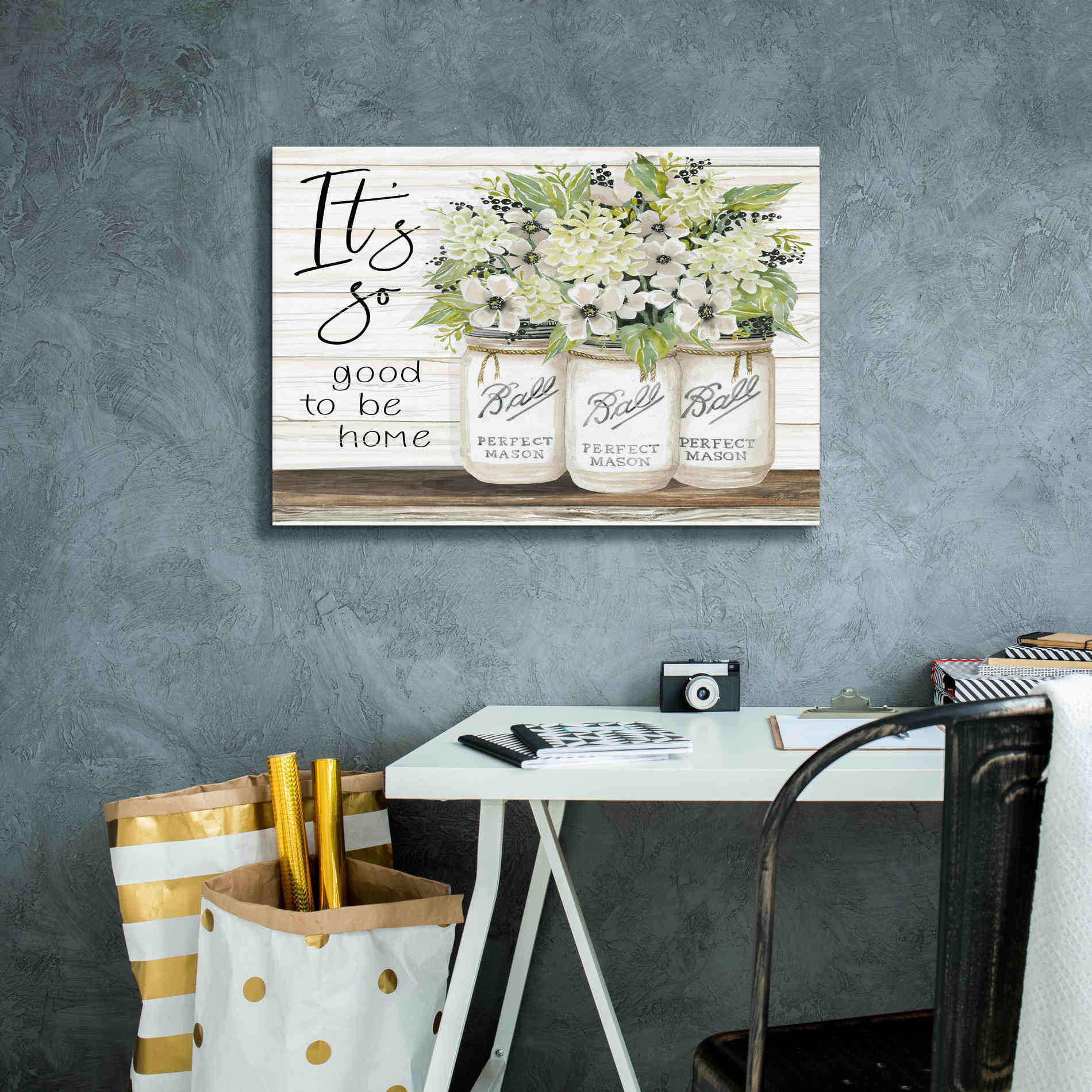 'It's So Good to be Home Ball Jars' by Cindy Jacobs, Canvas Wall Art,26 x 18