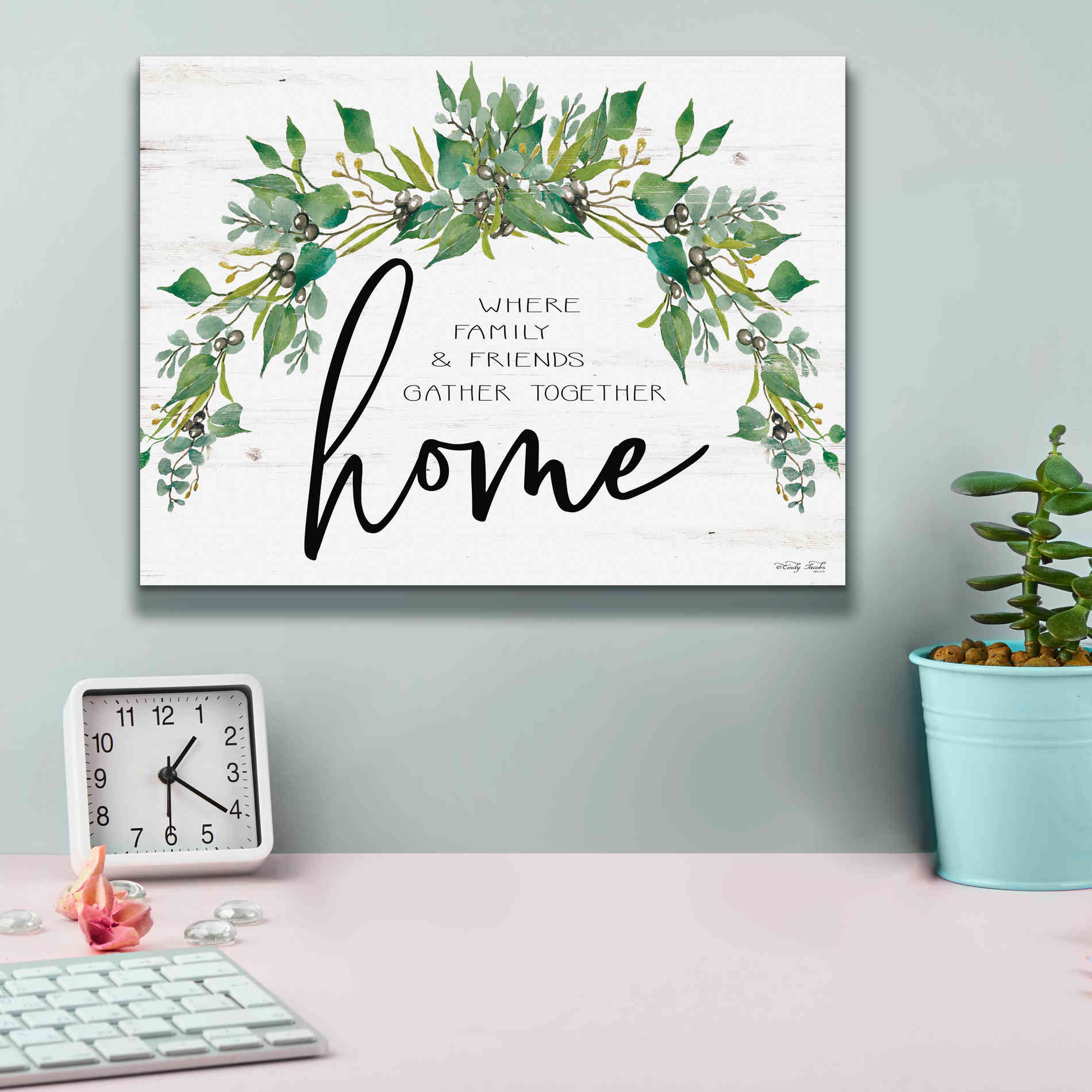 'Home - Where Family & Friends Gather Together...' by Cindy Jacobs, Canvas Wall Art,16 x 12