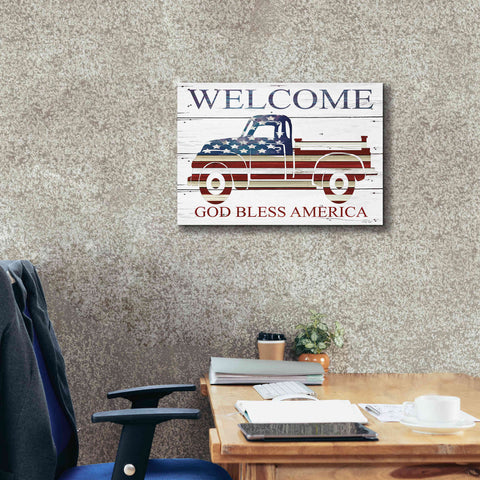 Image of 'Welcome Patriotic Truck' by Cindy Jacobs, Canvas Wall Art,24 x 20