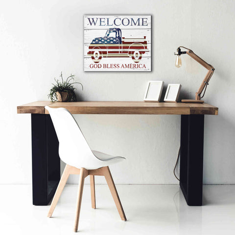 Image of 'Welcome Patriotic Truck' by Cindy Jacobs, Canvas Wall Art,24 x 20