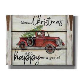 'Merry Christmas & Happy New Year Red Truck' by Cindy Jacobs, Canvas Wall Art