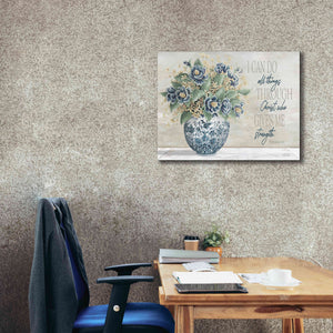 'I Can Do All Things Blue Vase' by Cindy Jacobs, Canvas Wall Art,34 x 26