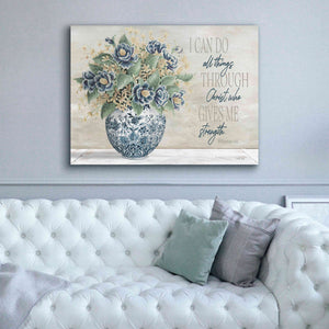 'I Can Do All Things Blue Vase' by Cindy Jacobs, Canvas Wall Art,54 x 40