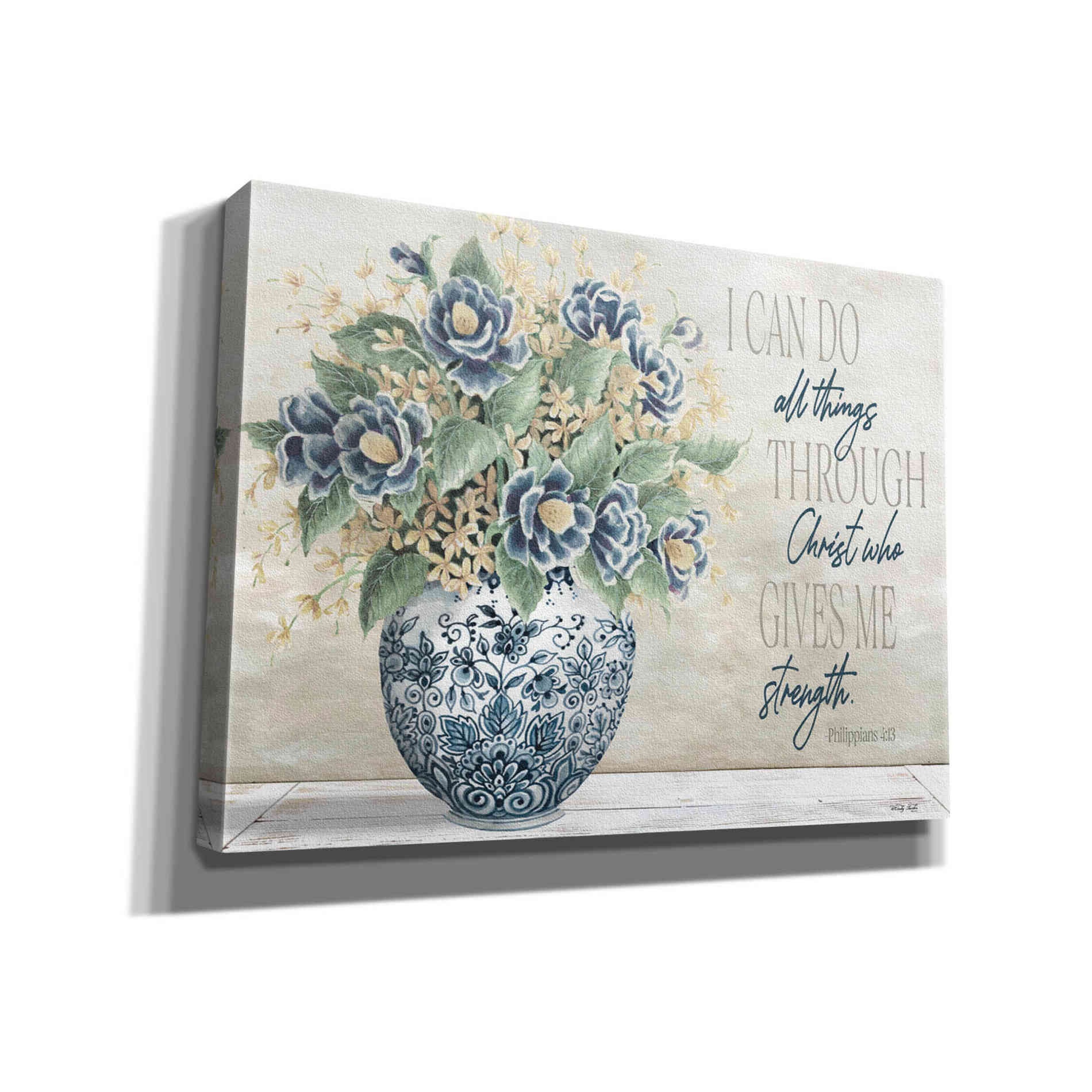 'I Can Do All Things Blue Vase' by Cindy Jacobs, Canvas Wall Art
