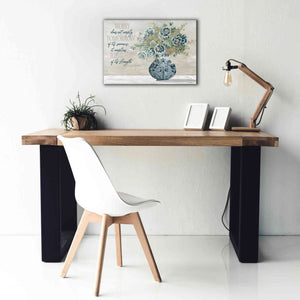 'Don't Worry Blue Vase' by Cindy Jacobs, Canvas Wall Art,26 x 18