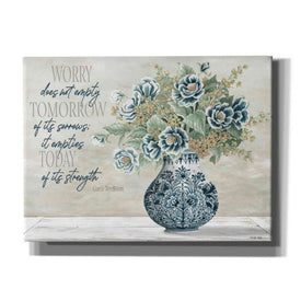 'Don't Worry Blue Vase' by Cindy Jacobs, Canvas Wall Art
