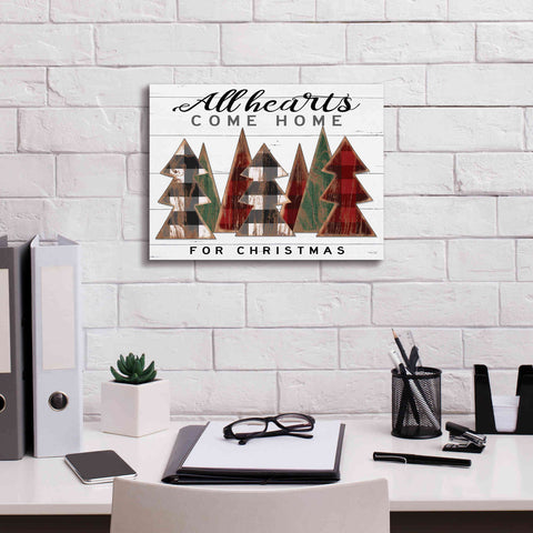 Image of 'All Hearts Come Home Plaid Trees' by Cindy Jacobs, Canvas Wall Art,16 x 12