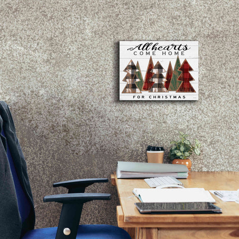 Image of 'All Hearts Come Home Plaid Trees' by Cindy Jacobs, Canvas Wall Art,16 x 12