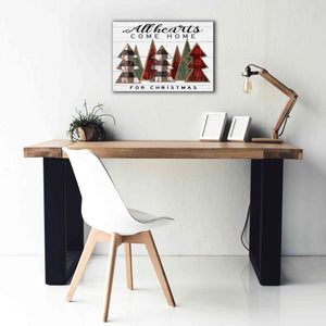 'All Hearts Come Home Plaid Trees' by Cindy Jacobs, Canvas Wall Art,26 x 18