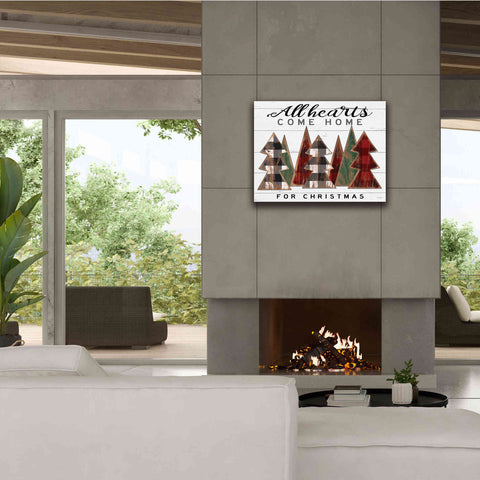 Image of 'All Hearts Come Home Plaid Trees' by Cindy Jacobs, Canvas Wall Art,34 x 26