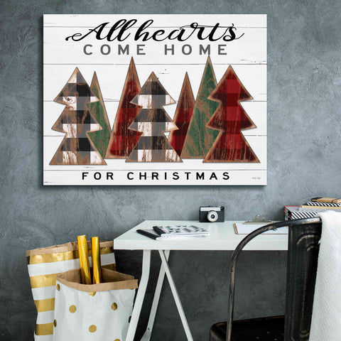 Image of 'All Hearts Come Home Plaid Trees' by Cindy Jacobs, Canvas Wall Art,34 x 26