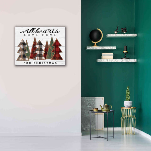 Image of 'All Hearts Come Home Plaid Trees' by Cindy Jacobs, Canvas Wall Art,34 x 26