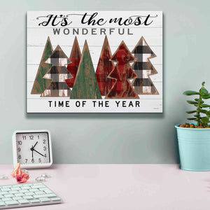 'It's the Most Wonderful Time Plaid Trees' by Cindy Jacobs, Canvas Wall Art,16 x 12