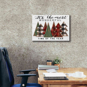 'It's the Most Wonderful Time Plaid Trees' by Cindy Jacobs, Canvas Wall Art,26 x 18