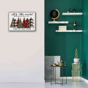 'It's the Most Wonderful Time Plaid Trees' by Cindy Jacobs, Canvas Wall Art,26 x 18