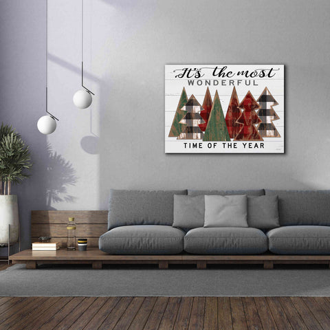 Image of 'It's the Most Wonderful Time Plaid Trees' by Cindy Jacobs, Canvas Wall Art,54 x 40