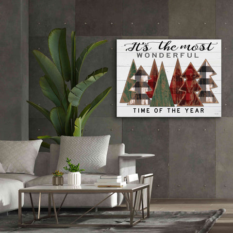 Image of 'It's the Most Wonderful Time Plaid Trees' by Cindy Jacobs, Canvas Wall Art,54 x 40