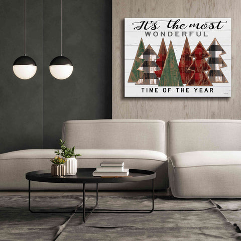 Image of 'It's the Most Wonderful Time Plaid Trees' by Cindy Jacobs, Canvas Wall Art,54 x 40