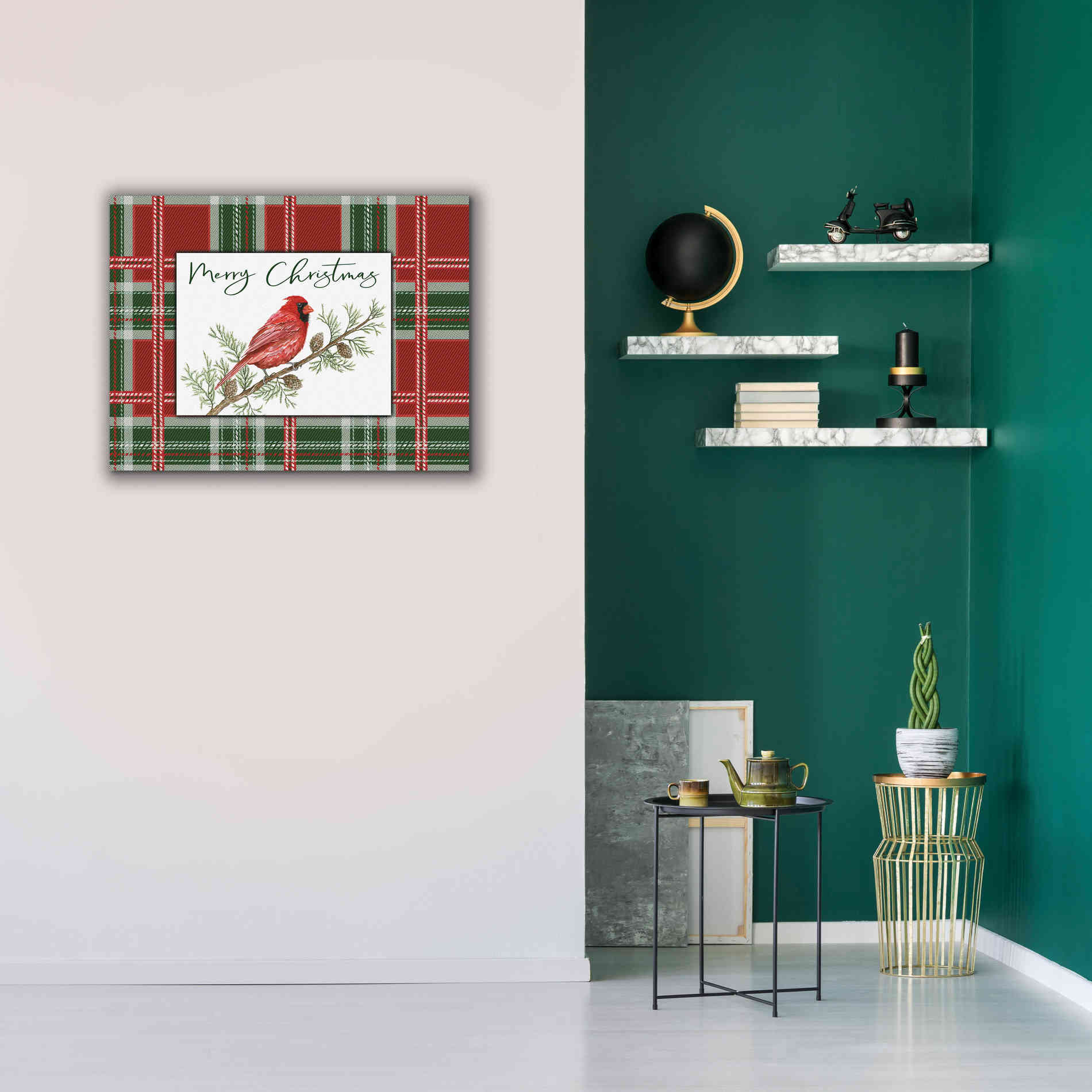'Merry Christmas Cardinal' by Cindy Jacobs, Canvas Wall Art,34 x 26
