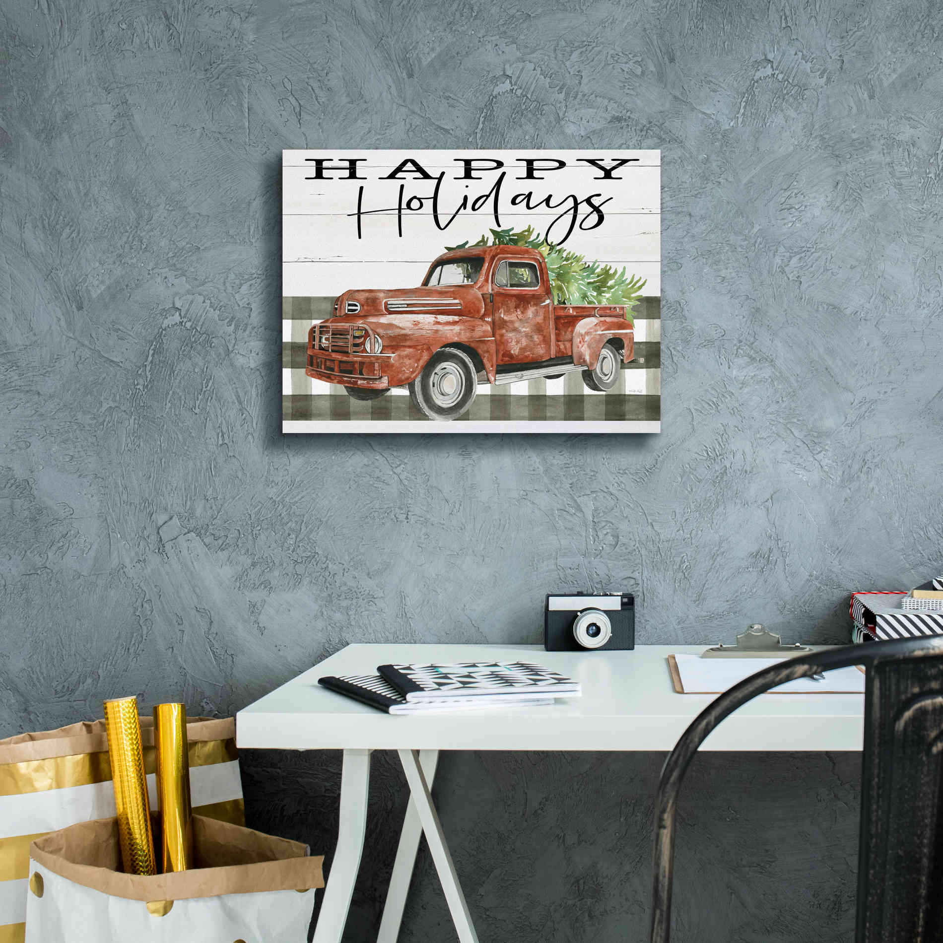 'Happy Holidays Truck' by Cindy Jacobs, Canvas Wall Art,16 x 12