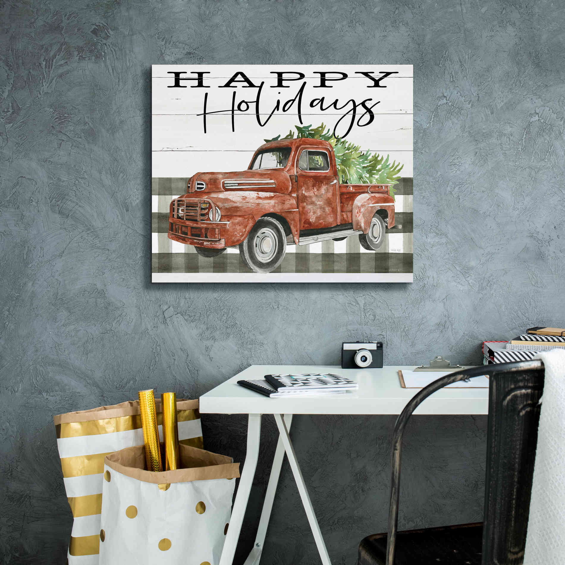 'Happy Holidays Truck' by Cindy Jacobs, Canvas Wall Art,24 x 20