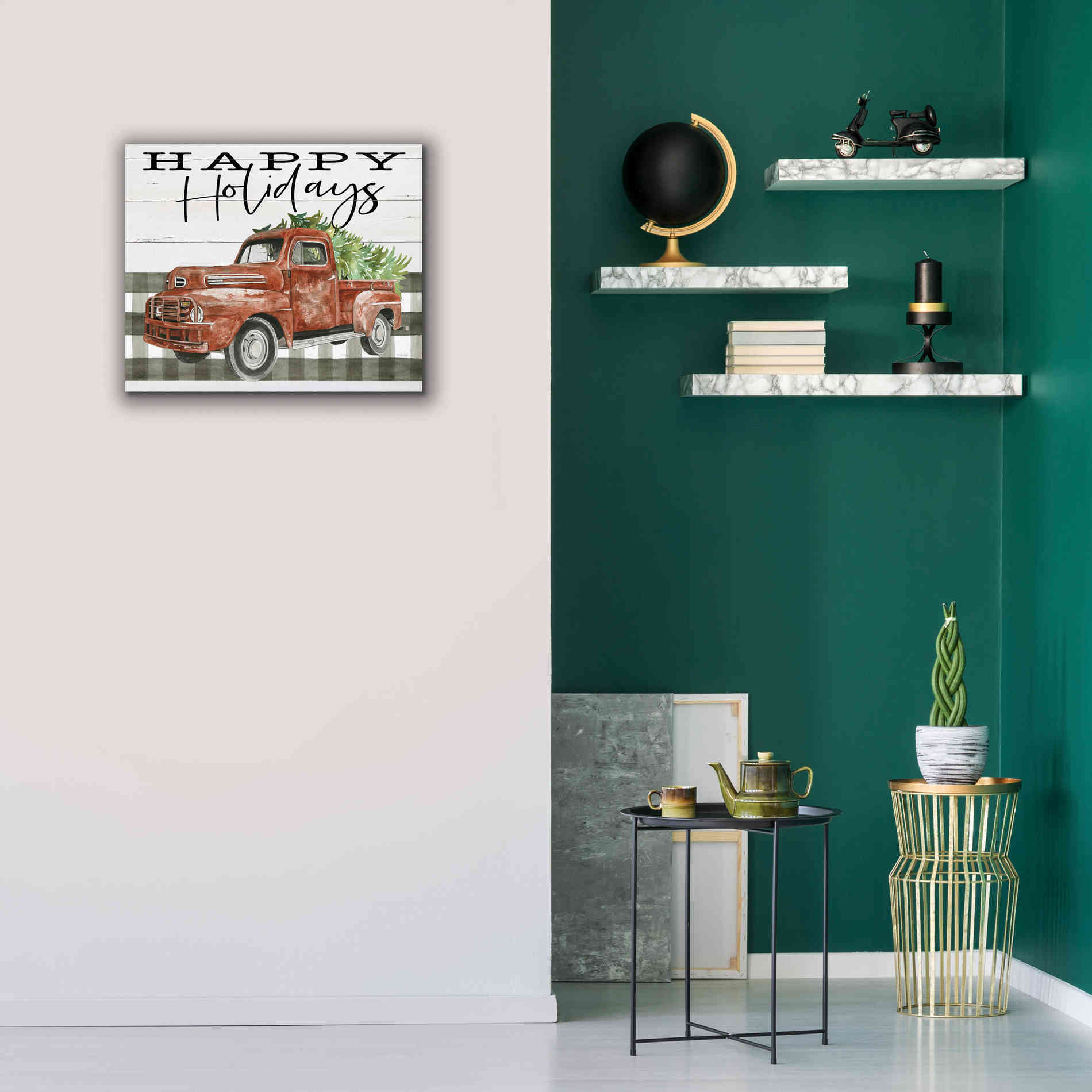 'Happy Holidays Truck' by Cindy Jacobs, Canvas Wall Art,24 x 20