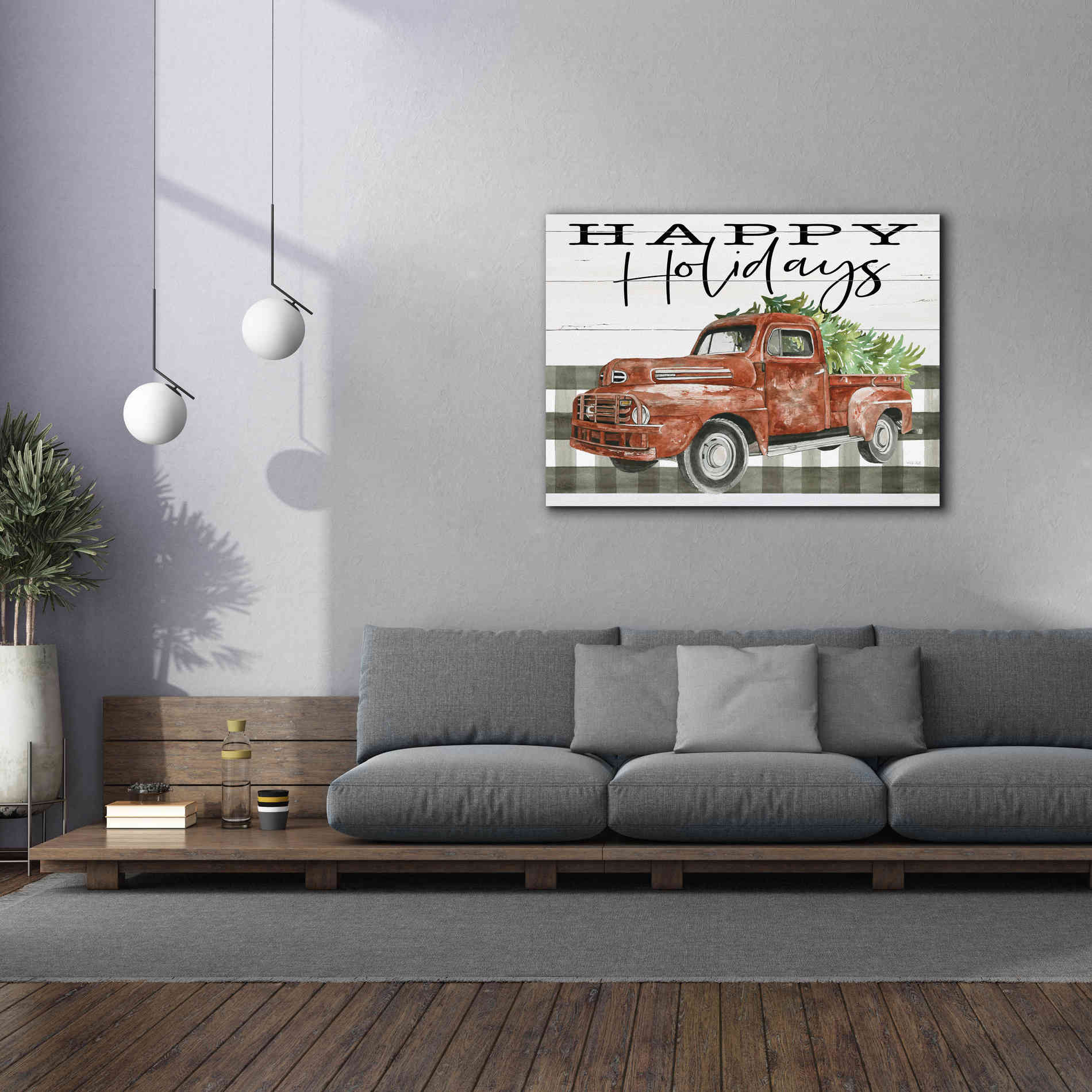 'Happy Holidays Truck' by Cindy Jacobs, Canvas Wall Art,54 x 40