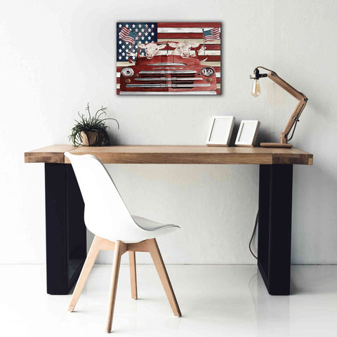 Image of 'Patriotic Cows' by Cindy Jacobs, Canvas Wall Art,26 x 18